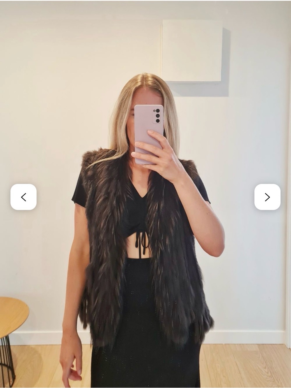 Brown Genuine Rabbit Fur Vest - Women's Outerwear - Picture 6 of 6
